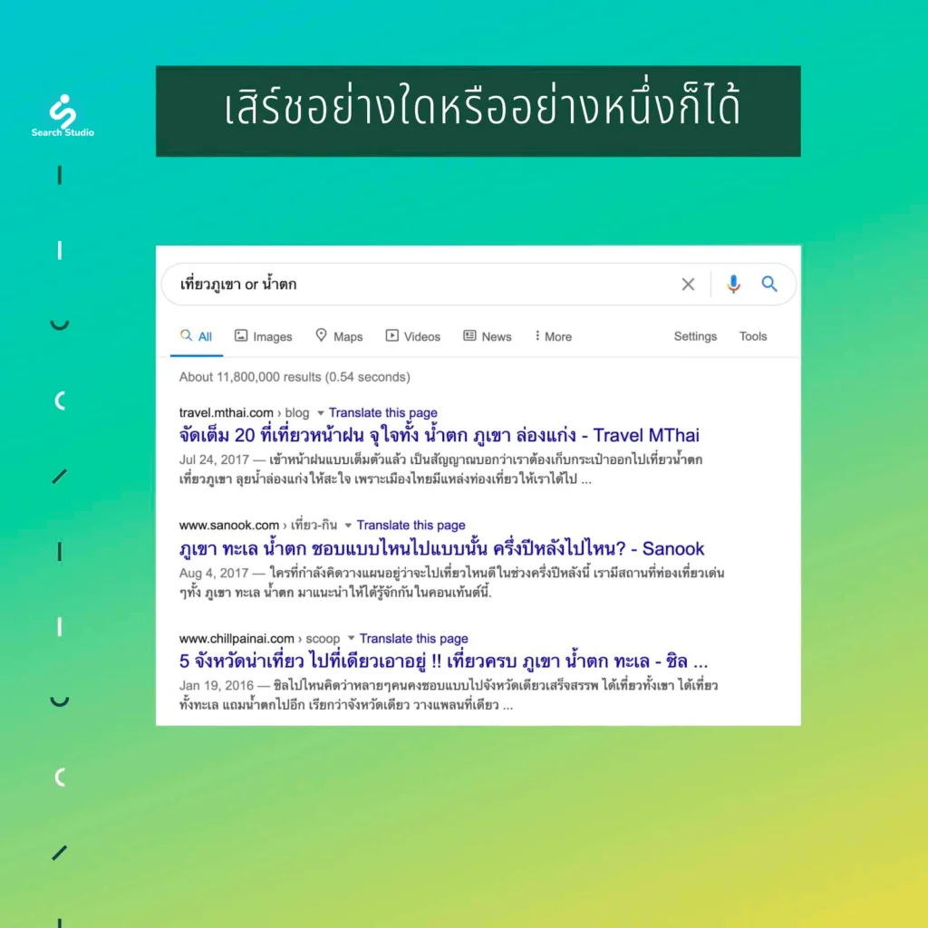 เทคนิคเสิร์ช Google อย่างใดอย่างหนึ่ง