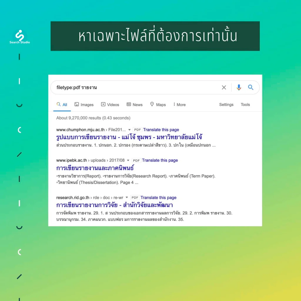 เทคนิคเสิร์ช Google เฉพาะไฟล์ที่ต้องการ