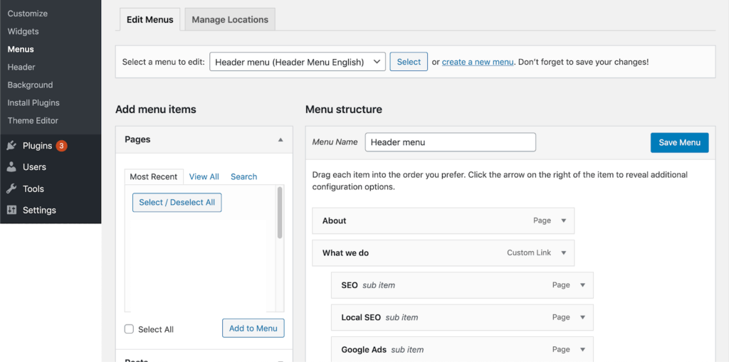 wordpress menu2